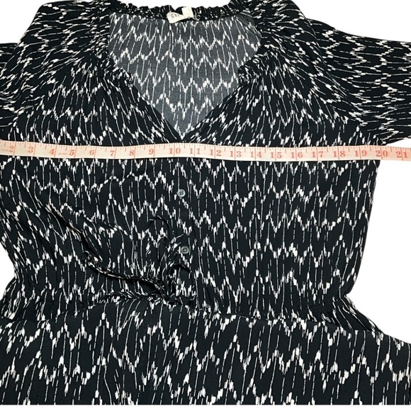 GAP Black White Print Full Button Front Maxi Length Shirt Dress Drawstring Waist - Picture 5 of 8